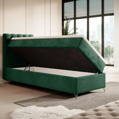 Polsterbett 80x200 ADRIA mit Stauraum - links, grün