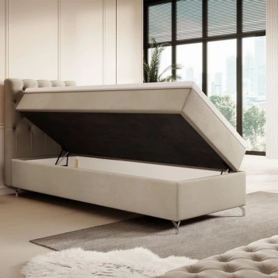 Polsterbett 80x200 ADRIA mit Stauraum - links, beige