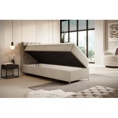 Polsterbett 80x200 ADRIA mit Stauraum - links, beige