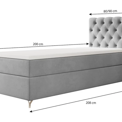 Polsterbett 80x200 ADRIA mit Stauraum - links, beige