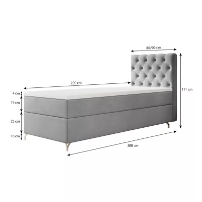Polsterbett 80x200 ADRIA mit Stauraum - links, beige