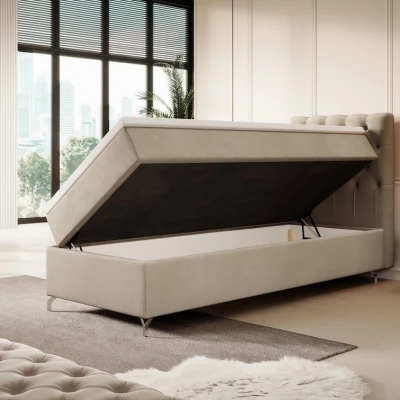 Polsterbett 80x200 ADRIA mit Stauraum - rechts, beige