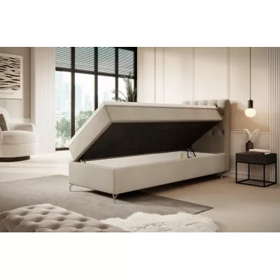 Polsterbett 80x200 ADRIA mit Stauraum - rechts, beige