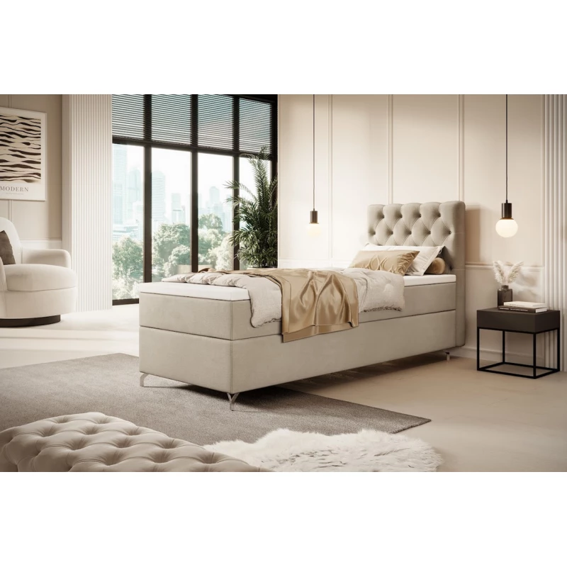 Polsterbett 80x200 ADRIA mit Stauraum - rechts, beige