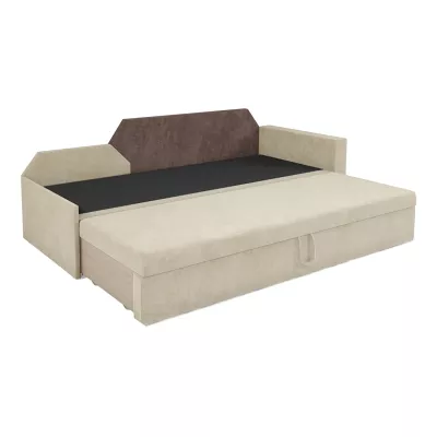 Schlafsofa mit Stauraum BUFFY – grau/grau, rechte Rückenlehne