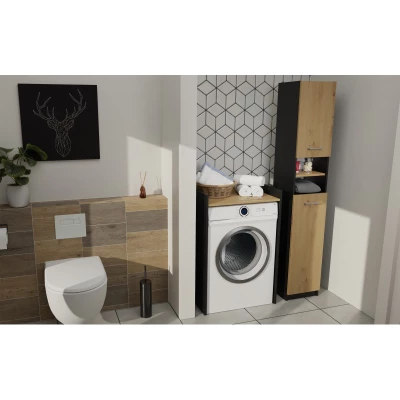 Schmaler Badezimmerschrank JANNO - Artisan Eiche / Anthrazit