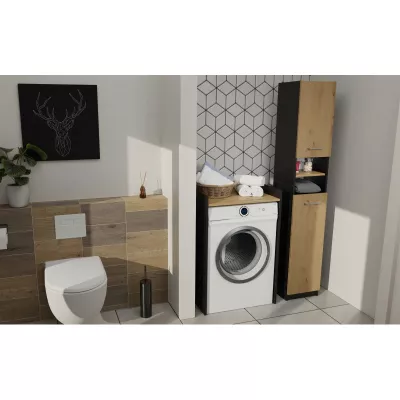 Schmaler Badezimmerschrank JANNO - Artisan Eiche / Anthrazit