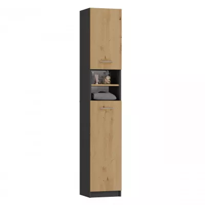 Schmaler Badezimmerschrank JANNO - Artisan Eiche / Anthrazit