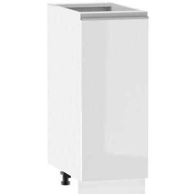 ADAMA Unterschrank - Breite 30 cm, weiß glänzend / weiß, silberner Griff, Beine 10 cm