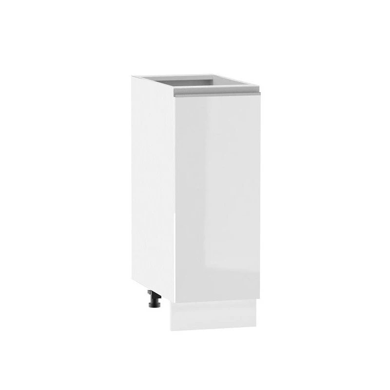 ADAMA Unterschrank - Breite 30 cm, weiß glänzend / weiß, silberner Griff, Beine 10 cm