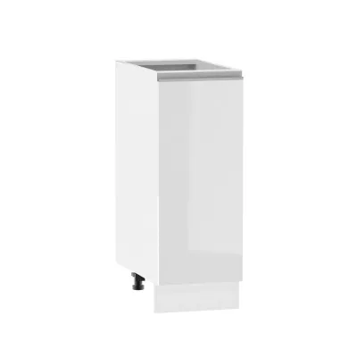 ADAMA Unterschrank - Breite 30 cm, weiß glänzend / weiß, silberner Griff, Beine 10 cm