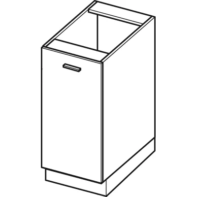 ADAMA Unterschrank - Breite 30 cm, weiß glänzend / weiß, silberner Griff, Beine 10 cm