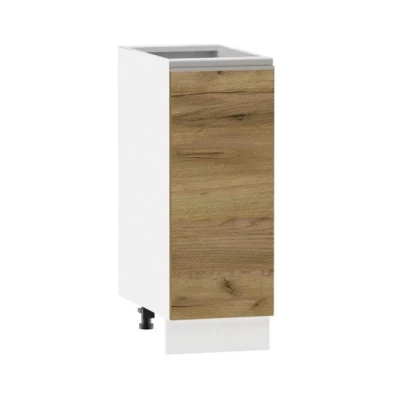 ADAMA Unterschrank - Breite 30 cm, Craft Eiche gold/weiß, Griff silber, Beine 10 cm