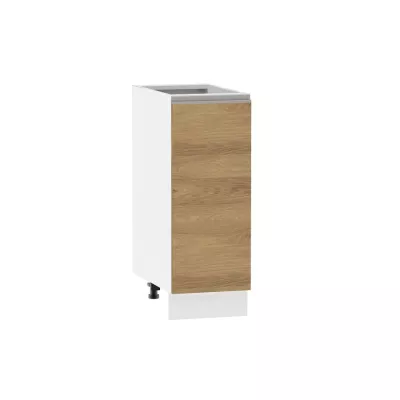 ADAMA Unterschrank - Breite 30 cm, Hickory natur/weiß, Griff silber, Beine 15 cm
