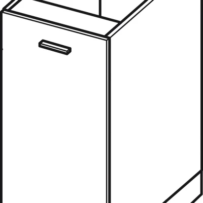 ADAMA Unterschrank - Breite 30 cm, weiß glänzend / weiß, silberner Griff, Beine 15 cm