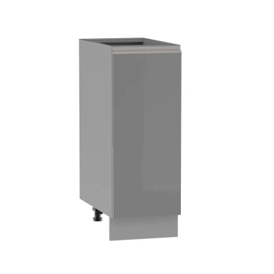 ADAMA Auszugschrank - Breite 30 cm, Hochglanzgrau/Grau, Beine 10 cm