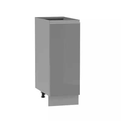 ADAMA Auszugschrank - Breite 30 cm, Hochglanzgrau/Grau, Beine 10 cm
