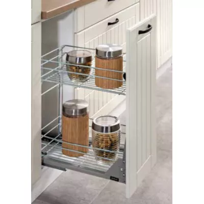 ADAMA Auszugschrank - Breite 30 cm, weiß glänzend / weiß, Beine 10 cm