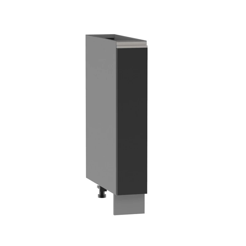 ADAMA Auszugschrank - Breite 15 cm, schwarz/grau, Beine 10 cm