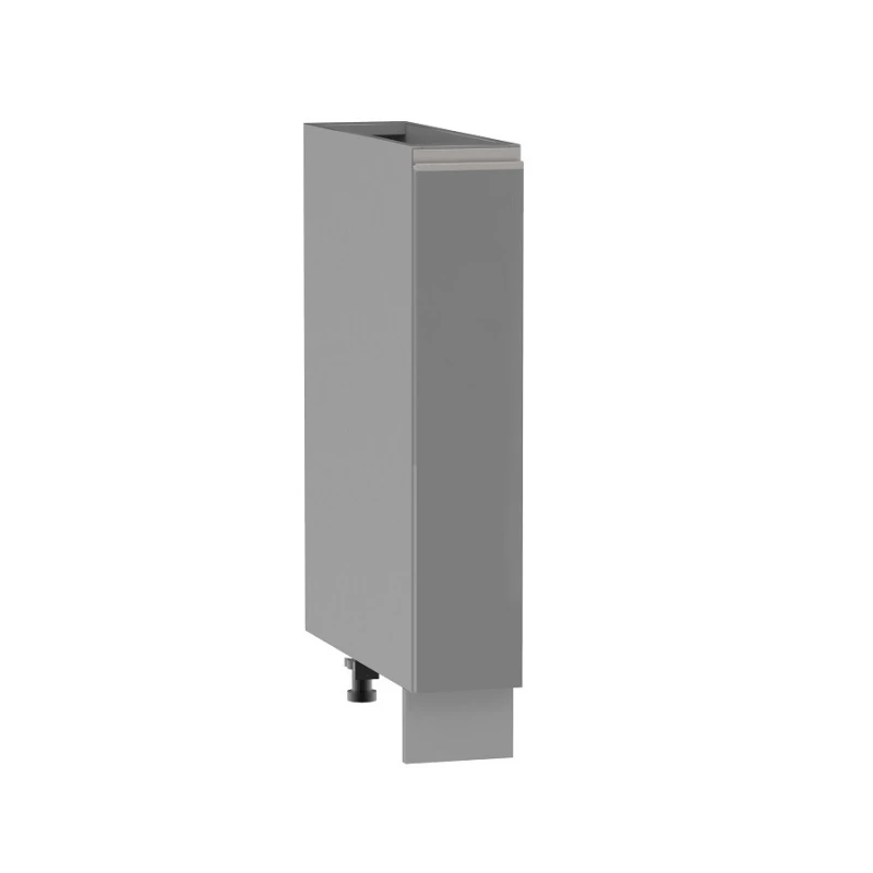 ADAMA Auszugschrank - Breite 15 cm, Hochglanzgrau/Grau, Beine 10 cm