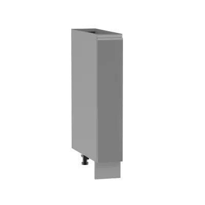 ADAMA Auszugschrank - Breite 15 cm, Hochglanzgrau/Grau, Beine 10 cm