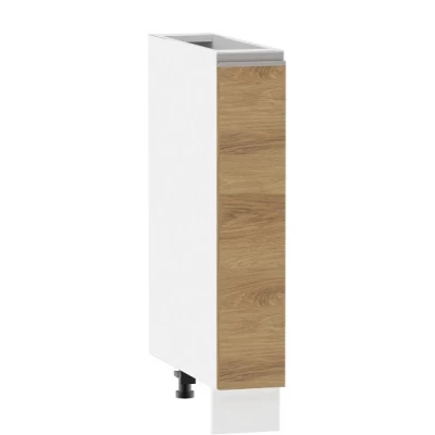 ADAMA Auszugschrank - Breite 15 cm, Hickory natur/weiß, Füße 10 cm
