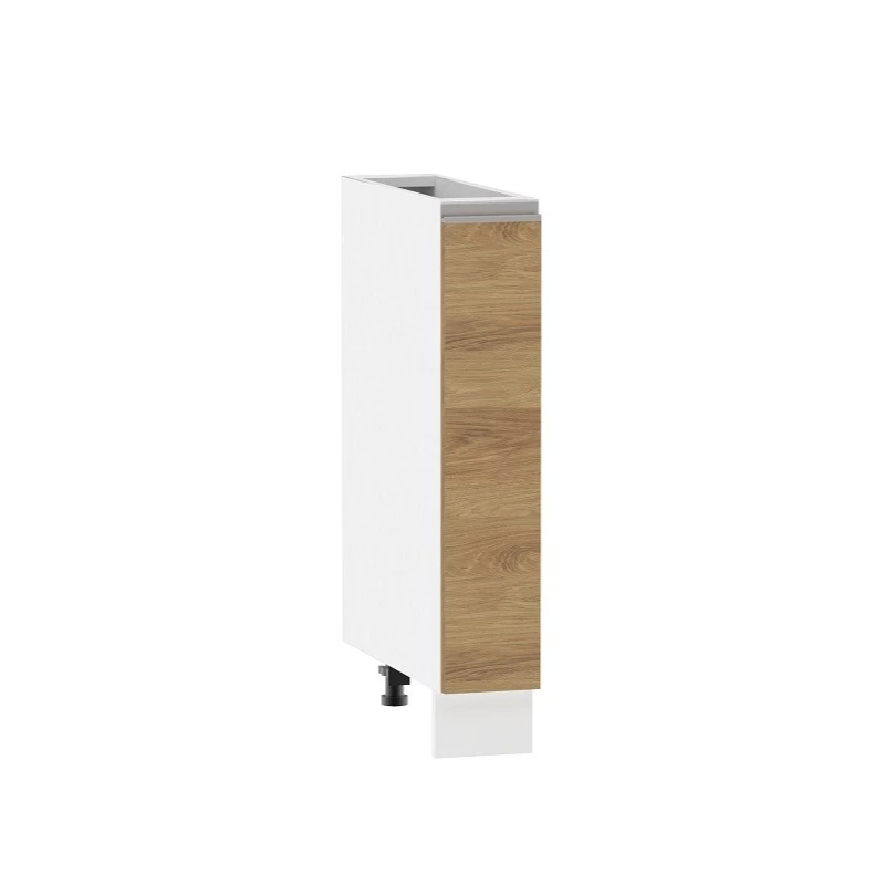 ADAMA Auszugschrank - Breite 15 cm, Hickory natur/weiß, Füße 10 cm