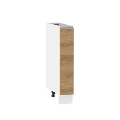 ADAMA Auszugschrank - Breite 15 cm, Hickory natur/weiß, Füße 10 cm