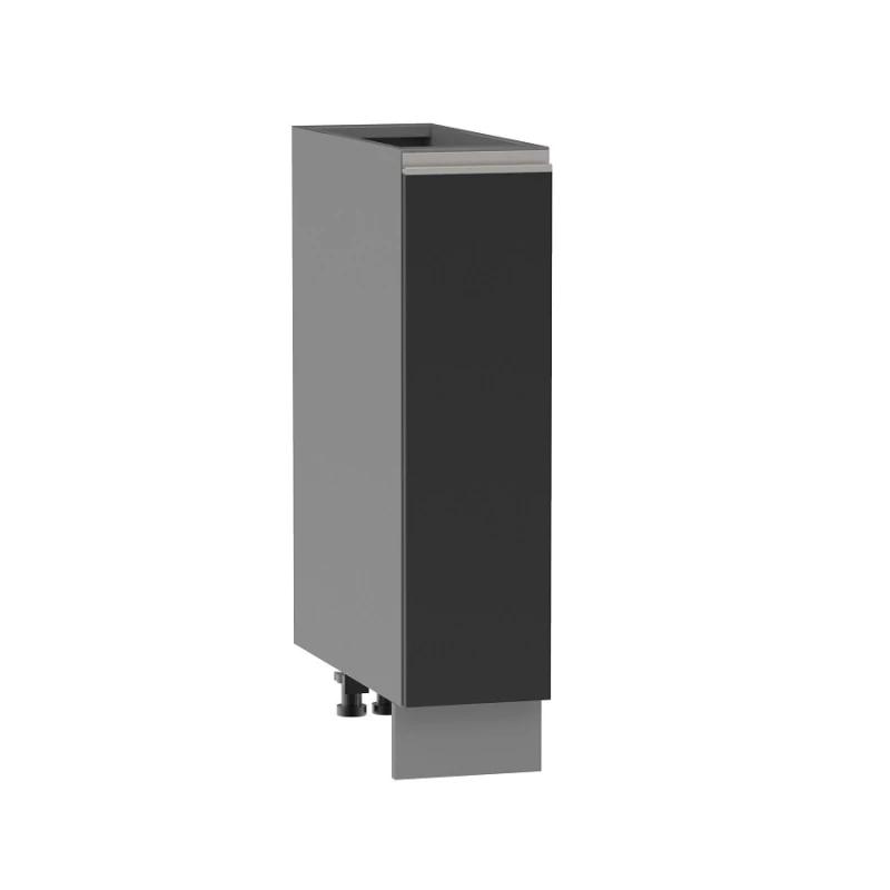 ADAMA Auszugschrank - Breite 20 cm, schwarz/grau, Beine 15 cm