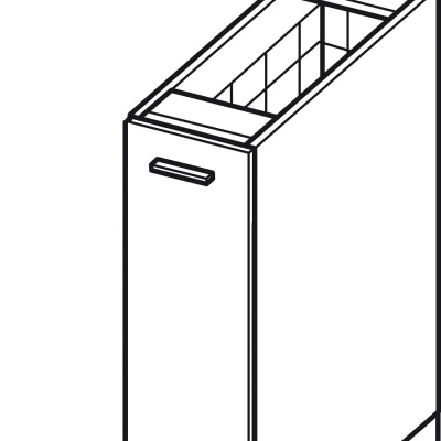ADAMA Auszugschrank - Breite 20 cm, Hochglanzgrau/Grau, Beine 15 cm
