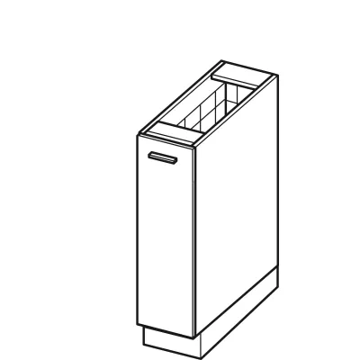 ADAMA Auszugschrank - Breite 20 cm, Hochglanzgrau/Grau, Beine 15 cm