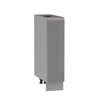 ADAMA Auszugschrank - Breite 20 cm, Hochglanzgrau/Grau, Beine 10 cm