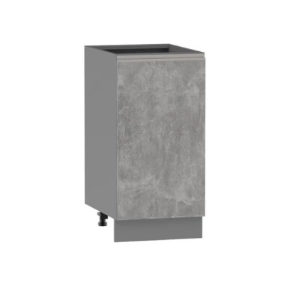 Unterer Eintürschrank ADAMA – Breite 40 cm, Atelierbeton hell/grau, Griff silber, Beine 15 cm