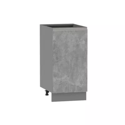 Unterer Eintürschrank ADAMA – Breite 40 cm, Atelierbeton hell/grau, Griff silber, Beine 15 cm