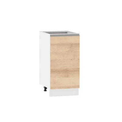 Unterer Eintürschrank ADAMA - Breite 40 cm, Artisan-Buche/Weiß, Griff silber, Beine 10 cm