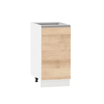 Unterer Eintürschrank ADAMA - Breite 40 cm, Artisan-Buche/weiß, Griff silber, Beine 15 cm
