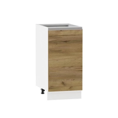Unterer Eintürschrank ADAMA - Breite 40 cm, Craft Eiche gold/weiß, silberner Griff, Beine 10 cm
