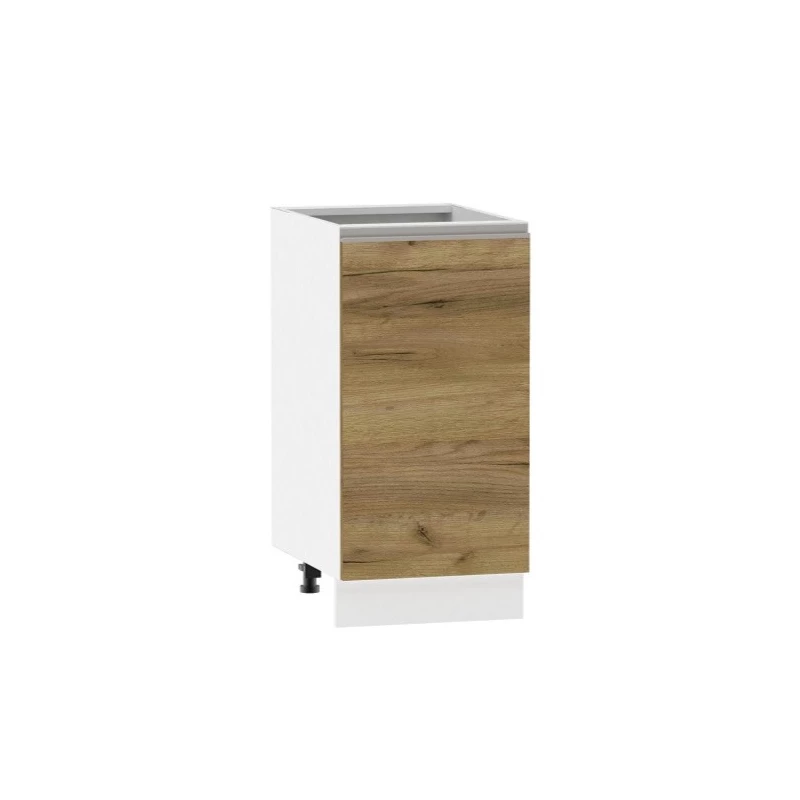 Unterer Eintürschrank ADAMA - Breite 40 cm, Craft Eiche gold/weiß, silberner Griff, Beine 10 cm