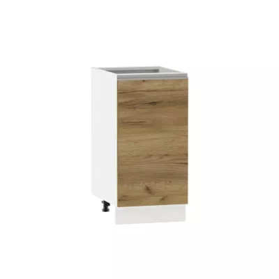 Unterer Eintürschrank ADAMA - Breite 40 cm, Craft Eiche gold/weiß, silberner Griff, Beine 10 cm