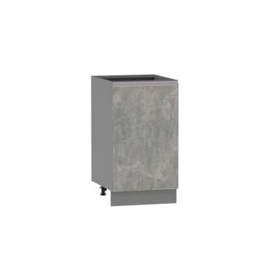 Unterschrank mit Regal ADAMA – Breite 45 cm, Atelierbeton hell/grau, Griff silber, Beine 15 cm