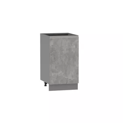 Unterschrank mit Regal ADAMA – Breite 45 cm, Atelierbeton hell/grau, Griff silber, Beine 15 cm