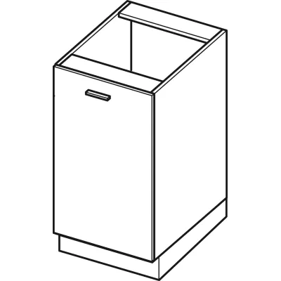 Unterschrank mit Regal ADAMA – Breite 45 cm, Atelierbeton hell/grau, Griff silber, Beine 15 cm