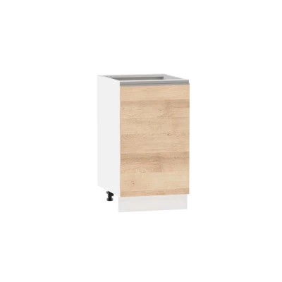 Unterschrank mit Regal ADAMA – Breite 45 cm, Artisan-Buche/weiß, Griff silber, Beine 10 cm