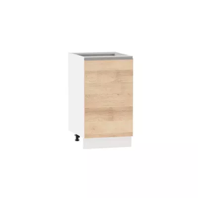 Unterschrank mit Regal ADAMA – Breite 45 cm, Artisan-Buche/weiß, Griff silber, Beine 15 cm