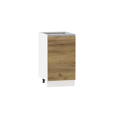 Unterschrank mit Regal ADAMA – Breite 45 cm, Craft Eiche gold/weiß, silberner Griff, Beine 10 cm