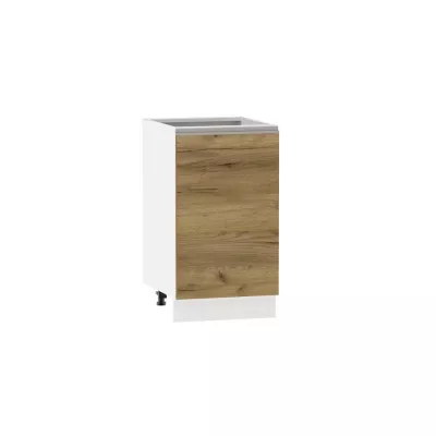 Unterschrank mit Regal ADAMA – Breite 45 cm, Craft Eiche gold/weiß, silberner Griff, Beine 15 cm