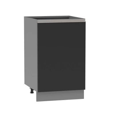 Küchenunterschrank ADAMA - Breite 50 cm, schwarz/grau, silberner Griff, Beine 10 cm