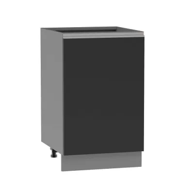 Küchenunterschrank ADAMA - Breite 50 cm, schwarz/grau, silberner Griff, Beine 10 cm