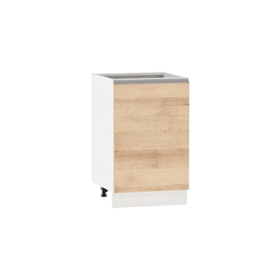 Küchenunterschrank ADAMA - Breite 50 cm, Artisan-Buche/Weiß, Griff silber, Beine 10 cm