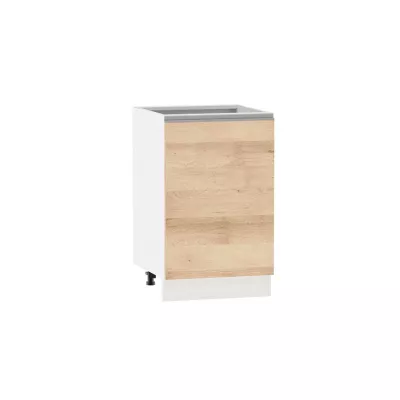 Küchenunterschrank ADAMA - Breite 50 cm, Artisan-Buche/Weiß, Griff silber, Beine 10 cm